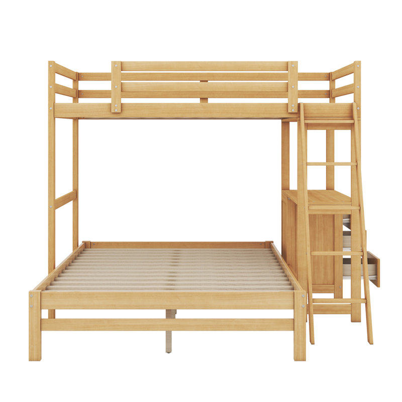 Harriet Bee Hanayo Twin over Full Bunk Bed with Desk and Drawers Wayfair